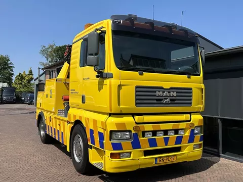 MAN TGA 18.360 Takelwagen Palfinger Kraan Falkom Brill verkocht MAN TGA 18.360 Takelwagen Palfinger Kraan Falkom Brill verkocht